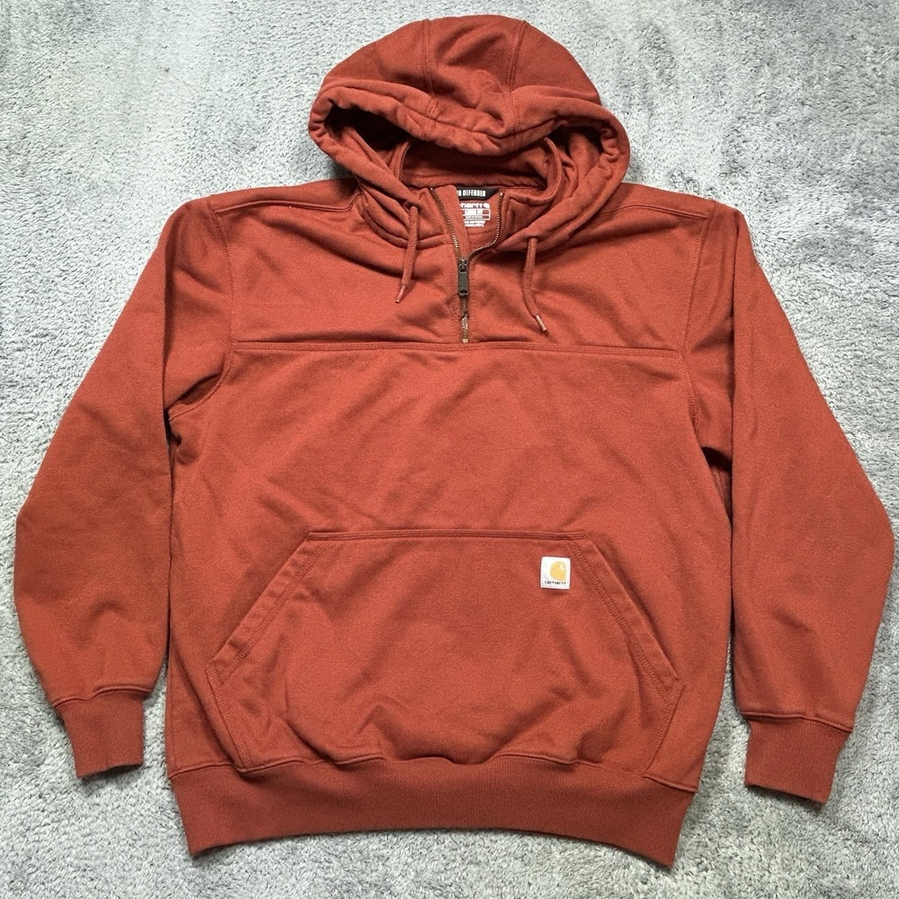 Carhartt Hoodie Mens L Rust Paxton 1/4 Zip Rain Defender Loose Fit Sweatshirt